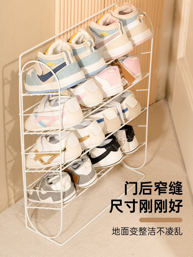 壁掛式兒童鞋架門後牆上可收納小寶寶學步鞋專用多層簡易鞋櫃節省空間