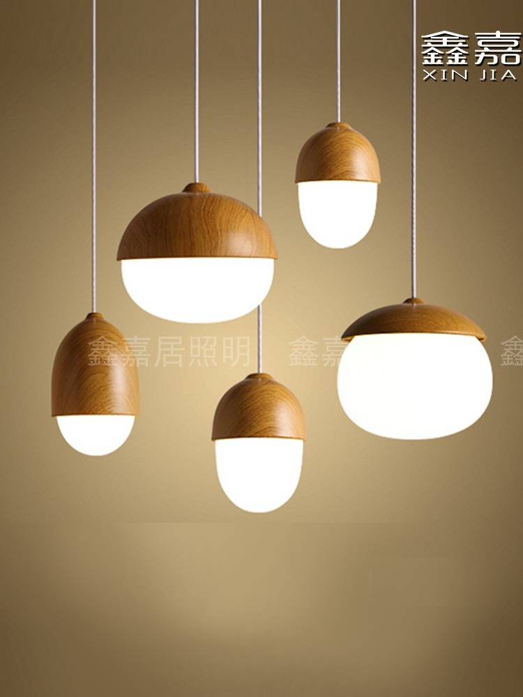 創意木紋日式餐廳咖啡廳玻璃吊燈個性簡約堅果床頭吊飾 (5折)
