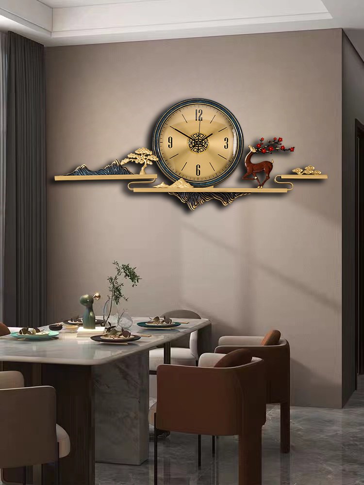 新中式掛鐘 裝飾高檔時鐘 輕奢大氣表 客廳家用 創意網紅