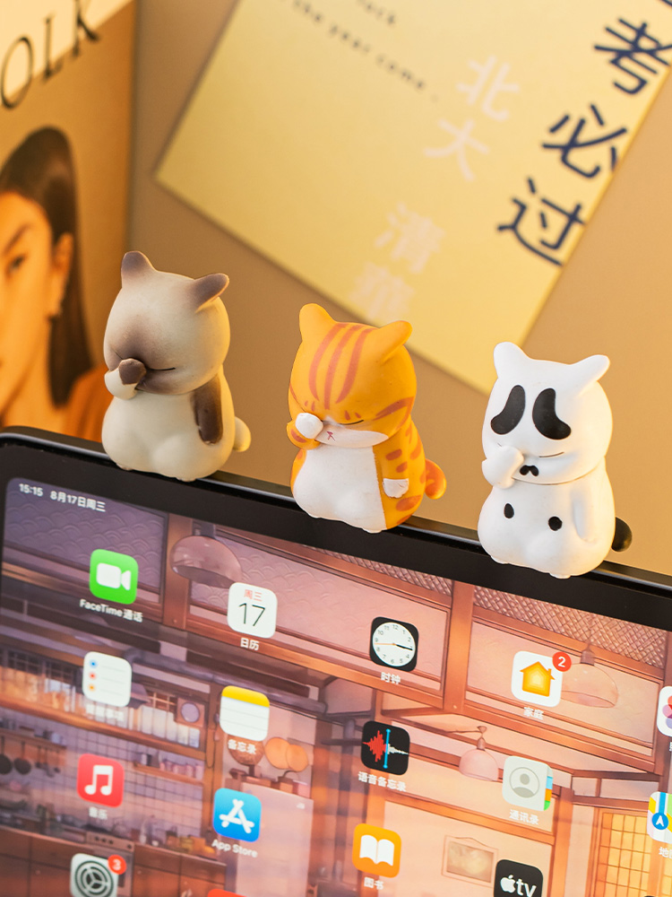 卡通可愛貓咪趴趴擺件裝飾品辦公室電腦螢幕擺設增添可愛氣氛