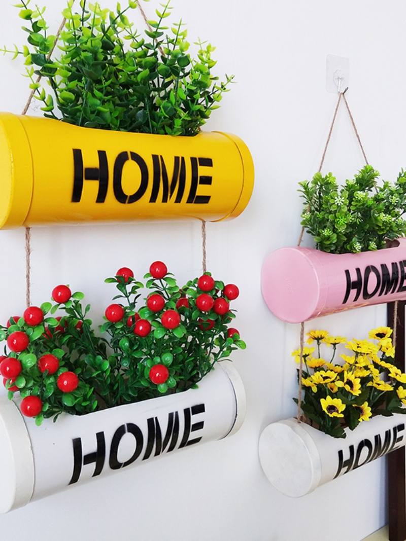田園風創意花籃裝飾家居客廳咖啡廳掛飾植物壁掛花盆