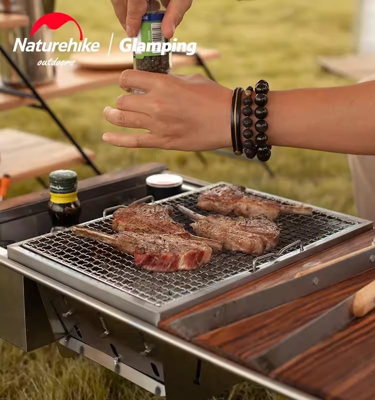 戶外烤肉好幫手 Naturehike摺疊烤肉架家用小型烤肉爐不鏽鋼色 (0.5折)