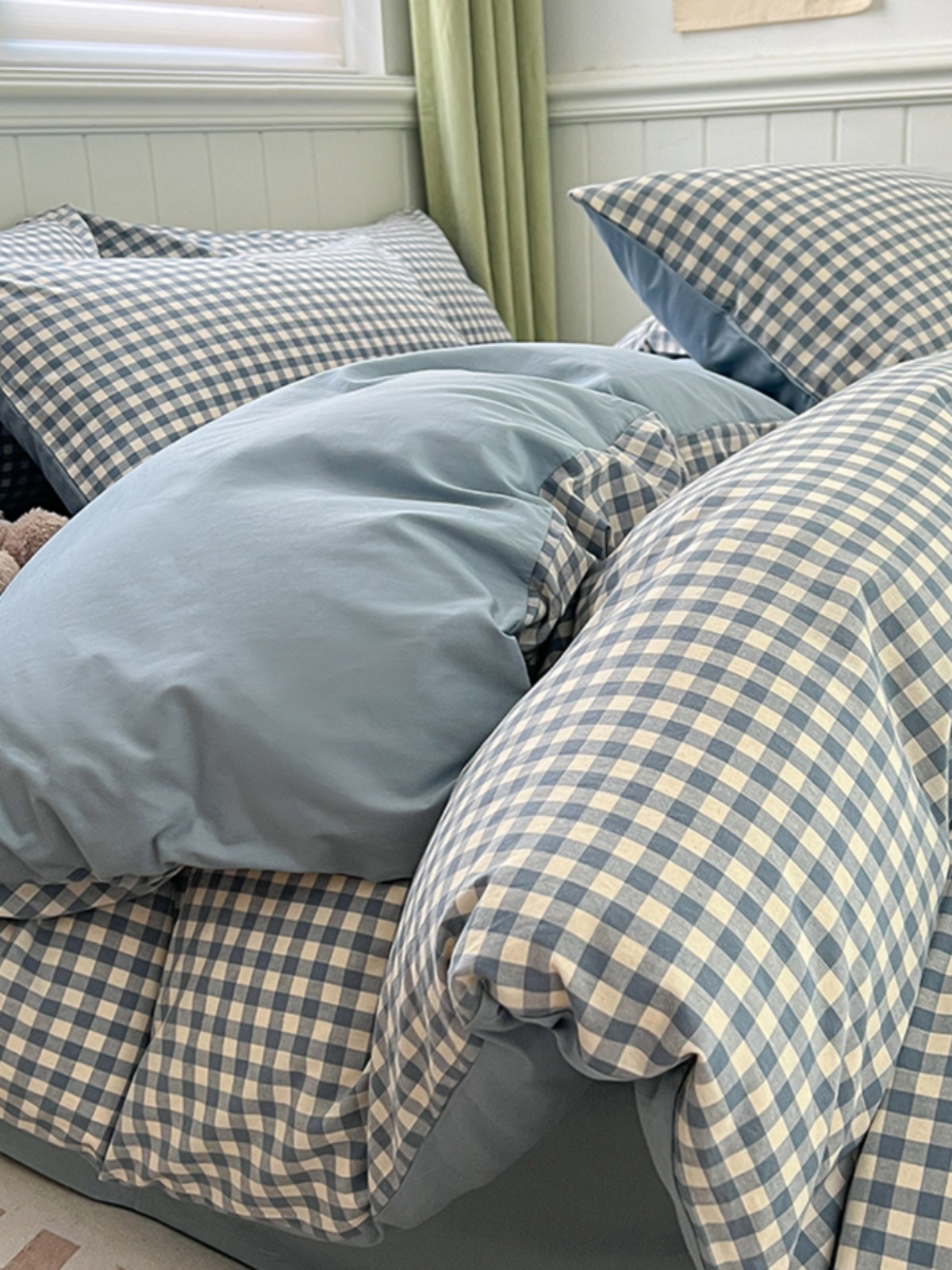 日式純棉水洗棉床上四件套 簡約風格大學生宿舍床笠床單
