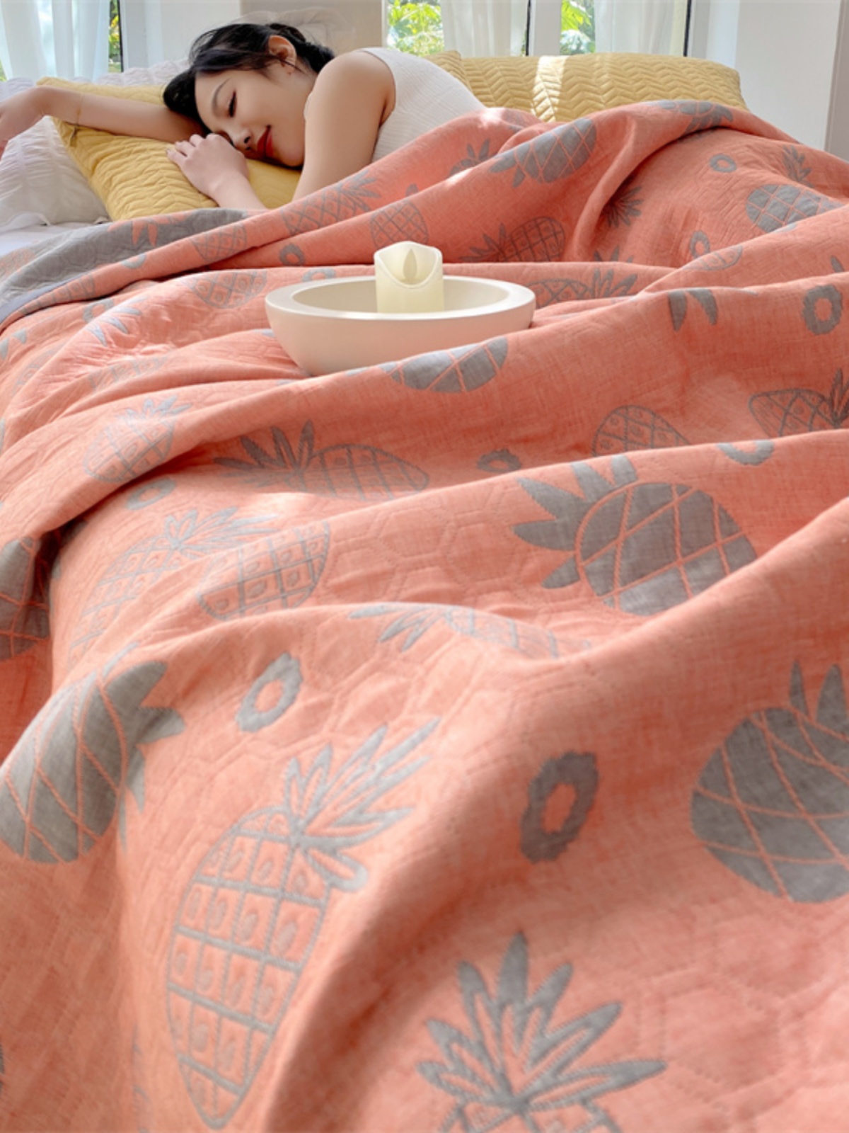 三層紗純棉毛巾被家用薄款夏被夏季空調毯子床單