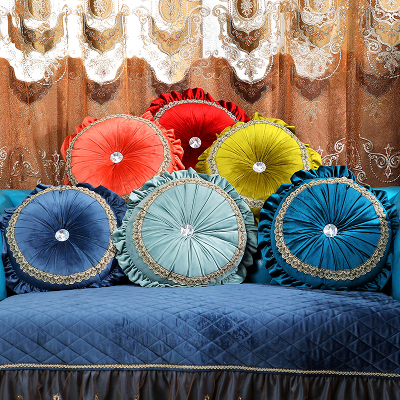 輕奢美式圓形抱枕套含芯 客廳沙發靠枕