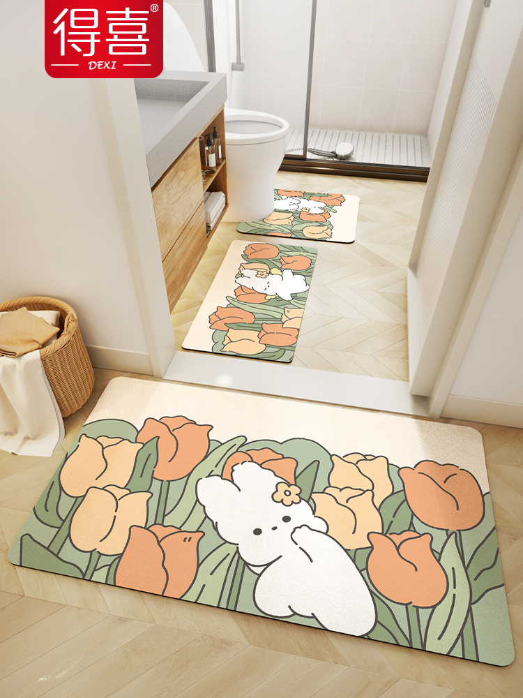 日式風格珪藻土吸水墊家用廁所門口防滑地毯衛生間速幹墊子馬桶墊浴室腳墊