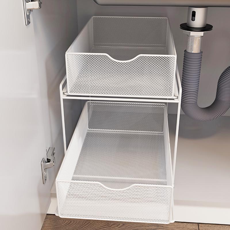 簡約現代碳鋼置地式角架 廚房抽屜下水槽置物用品收納神器