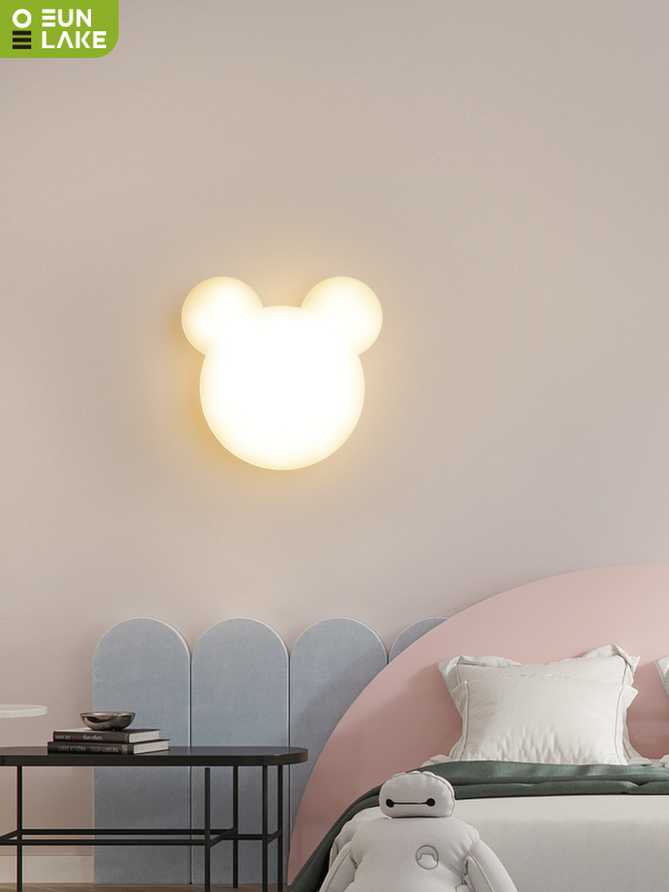 簡約現代壁燈小熊造型兒童房間男童主臥牆壁北歐極簡女孩臥室床頭燈
