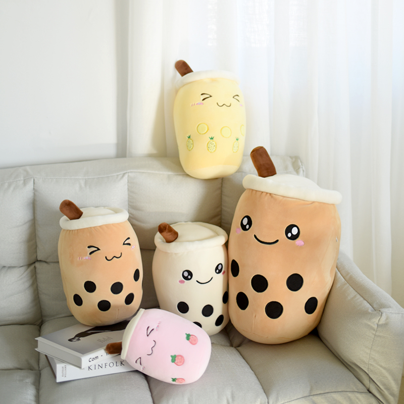 可愛奶茶造型抱枕多種尺寸和圖案日式風格點綴臥室