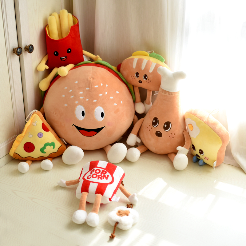 可愛卡通零食抱枕 臥室兒童房裝飾 毛絨玩具 拍照道具
