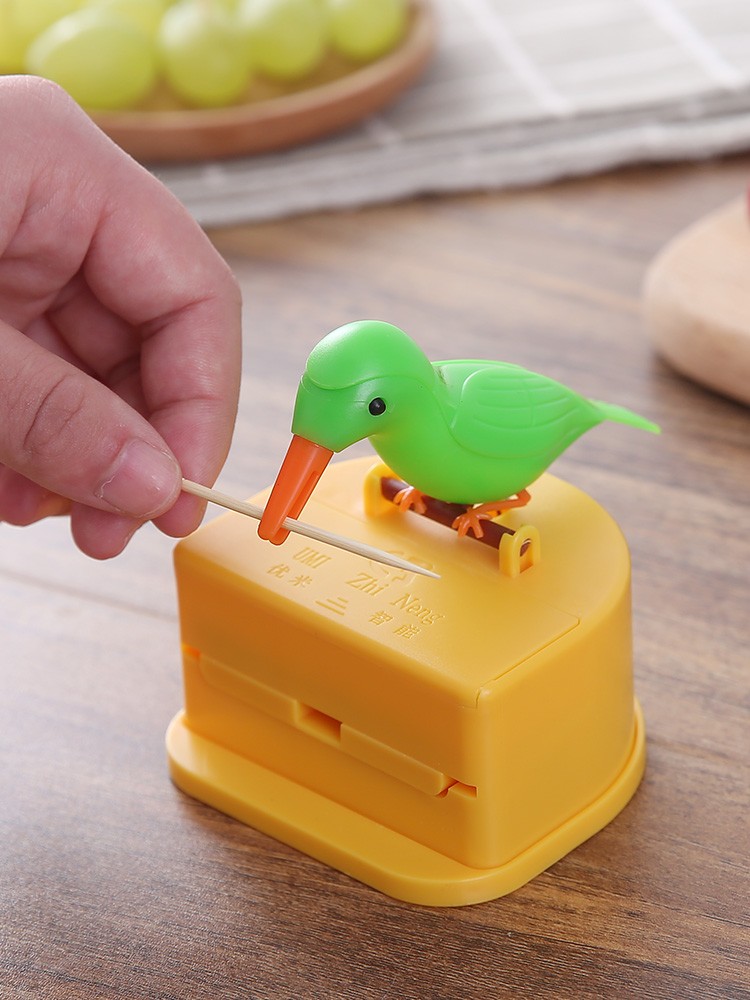 網紅同款自動彈出牙籤盒 抖音可愛卡通小鳥牙籤罐 按壓式牙籤筒 (8.3折)