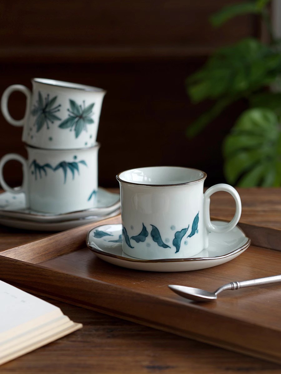 文藝復古青花陶瓷咖啡杯品味生活