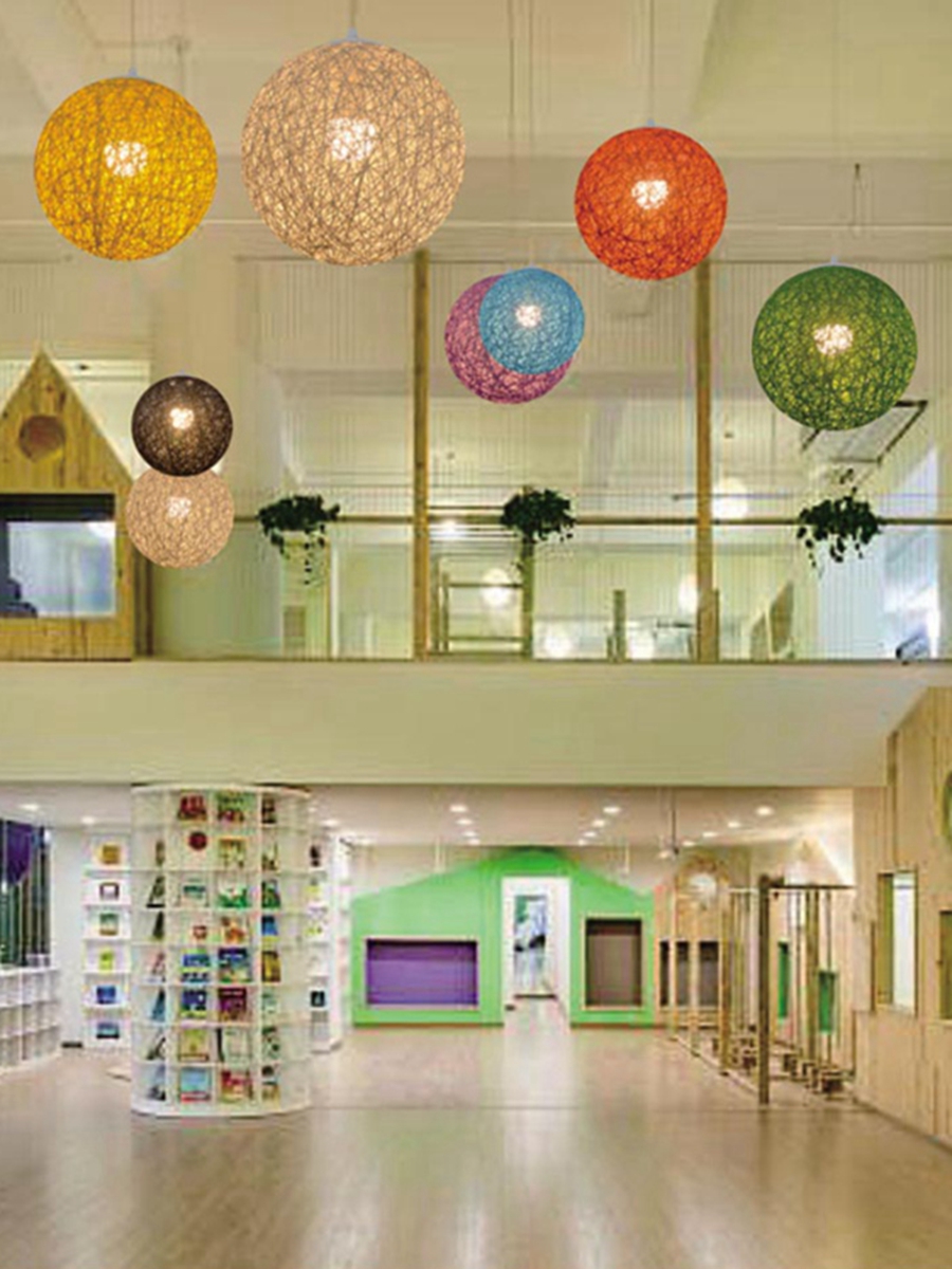 藤藝麻繩圓球燈藝術工程餐廳吊燈個性創意吧檯球形商場裝飾燈