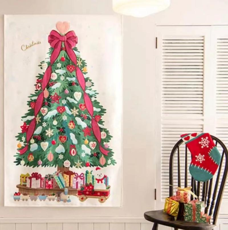 北歐風格聖誕樹掛布 迪士尼聖誕節氛圍感裝飾布