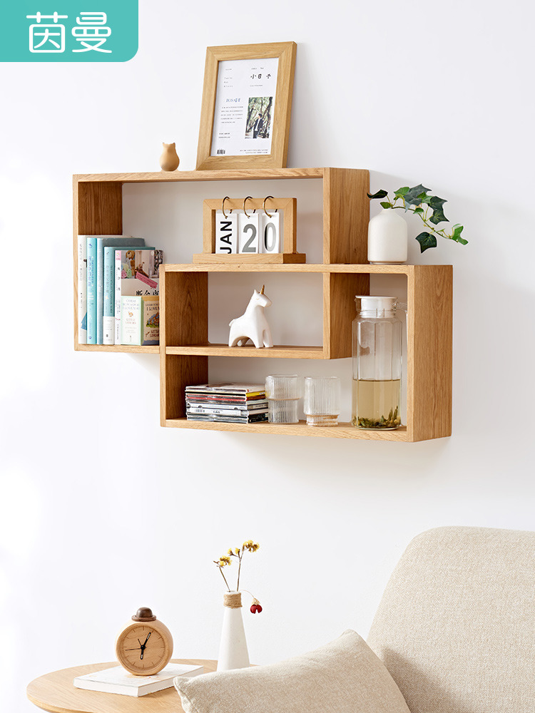 簡約現代風格實木置物架橡木材質可收納書籍cd酒瓶等適合客廳書房等空間
