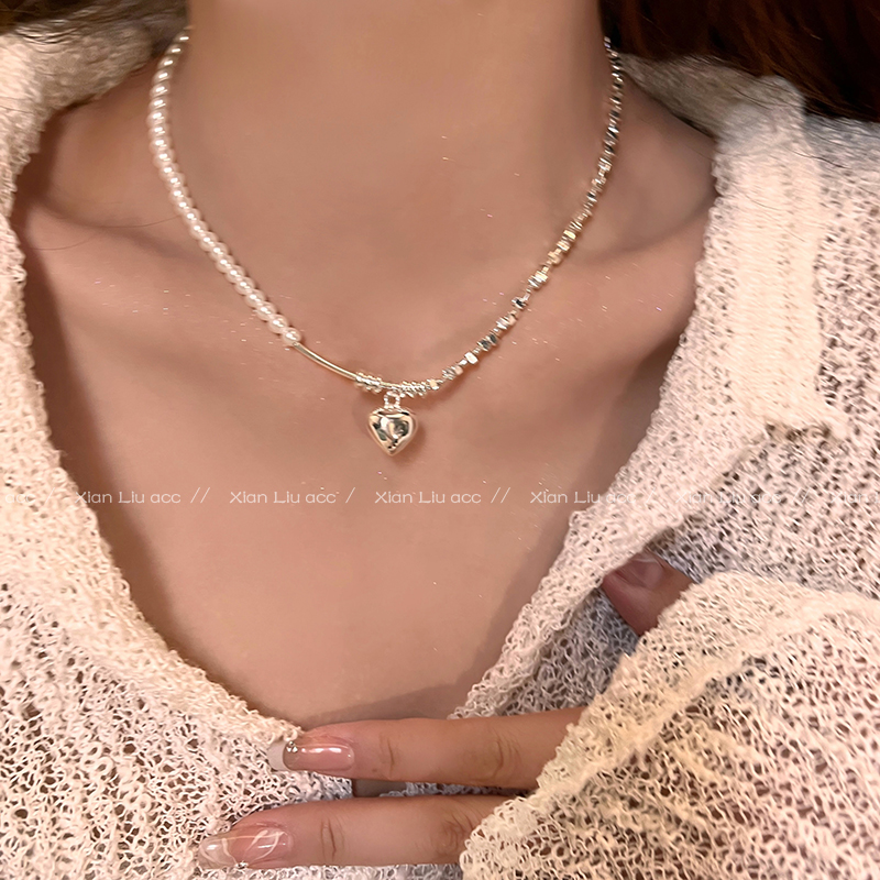 愛心日韓風格銀色珍珠項鍊新鮮出爐的日韓風飾品