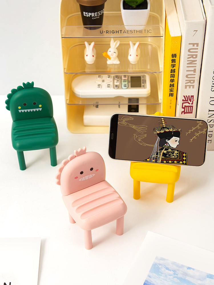 可愛卡通風手機座萌寵造型卡扣式固定適用多種場景