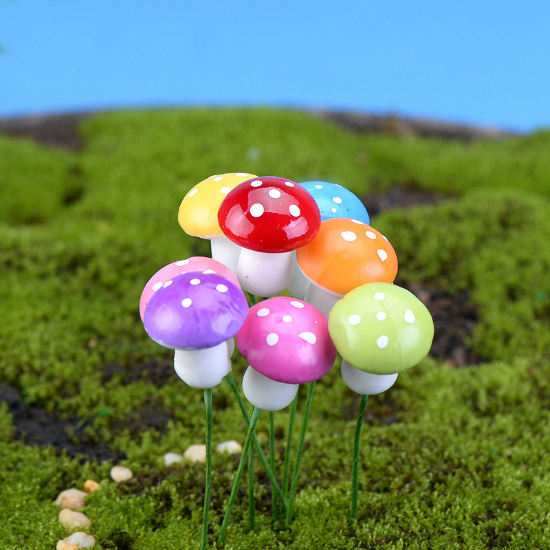 泡沫彩色小蘑菇微景觀盆栽 辦公室客廳臥室擺件裝飾 (10折)