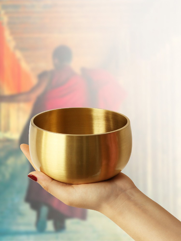 復古懷舊銅罄法器靜心樂器冥想銅缽家用佛音缽銅磬黃銅磬適用於其他空間的桌面擺件