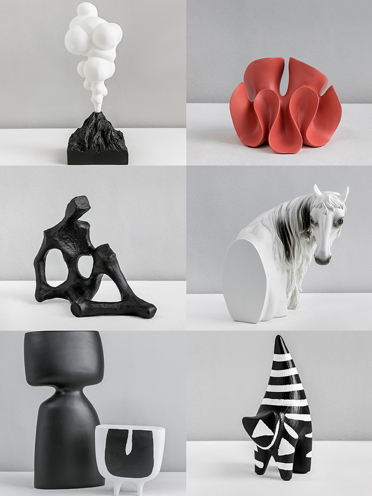 簡約時尚潮流裝飾擺件樹脂抽象雕塑品客廳書櫃裝飾