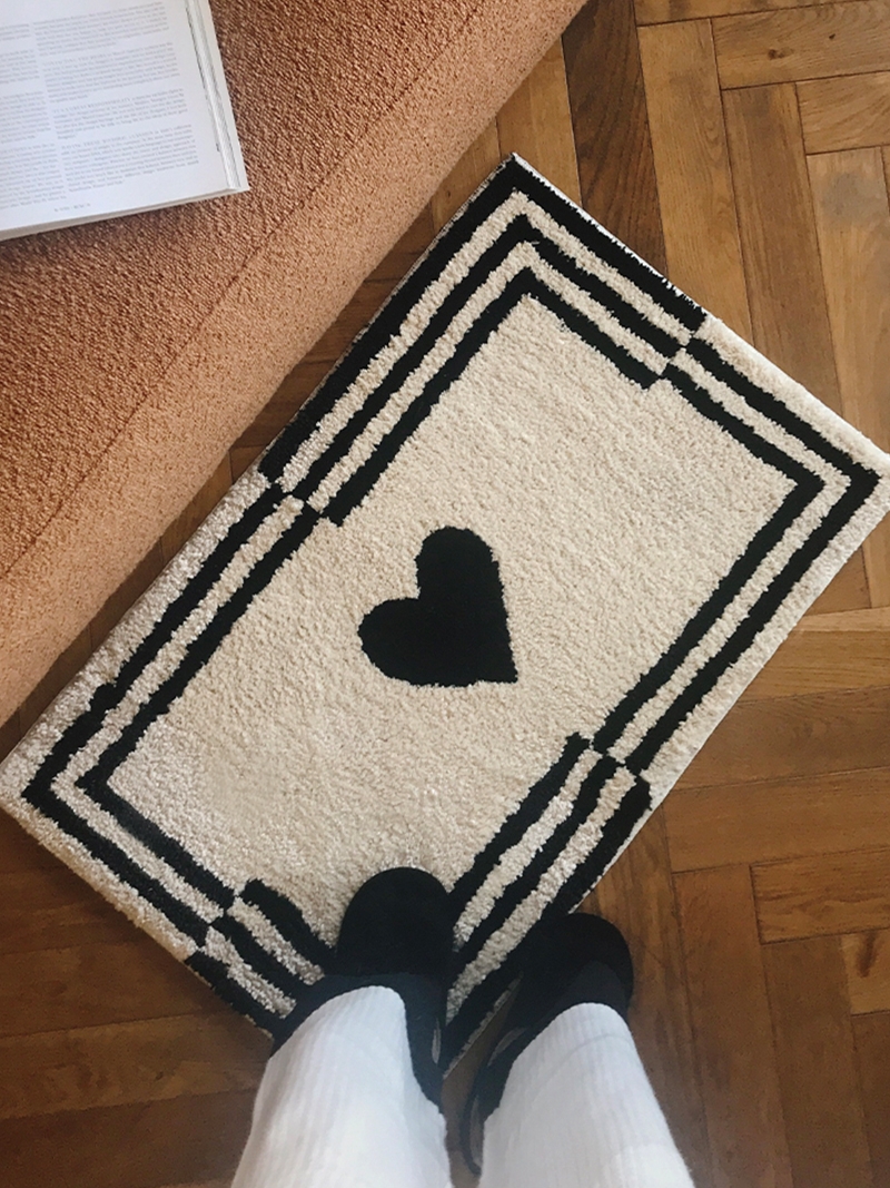北歐風簇絨愛心地墊 可愛單色多色玄關地毯客廳臥室 (8.3折)
