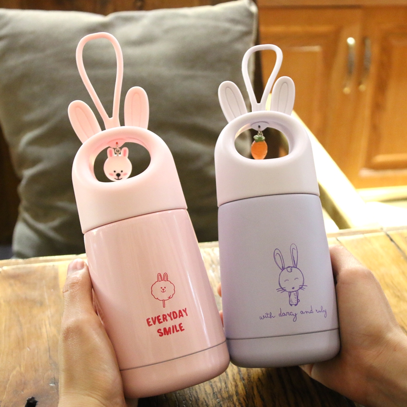 立體兔子保溫杯送閨蜜朋友 可愛卡通韓式保溫杯