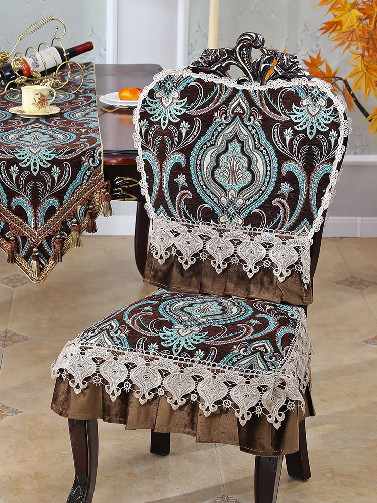 歐式風格高檔奢華餐椅墊套裝 裙邊餐桌桌布椅背凳子椅子坐墊