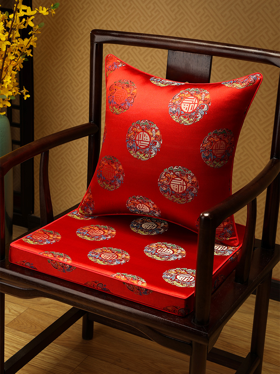新中式抱枕套裝 乳膠椅墊防滑靠墊護腰靠墊紅木椅子辦公室