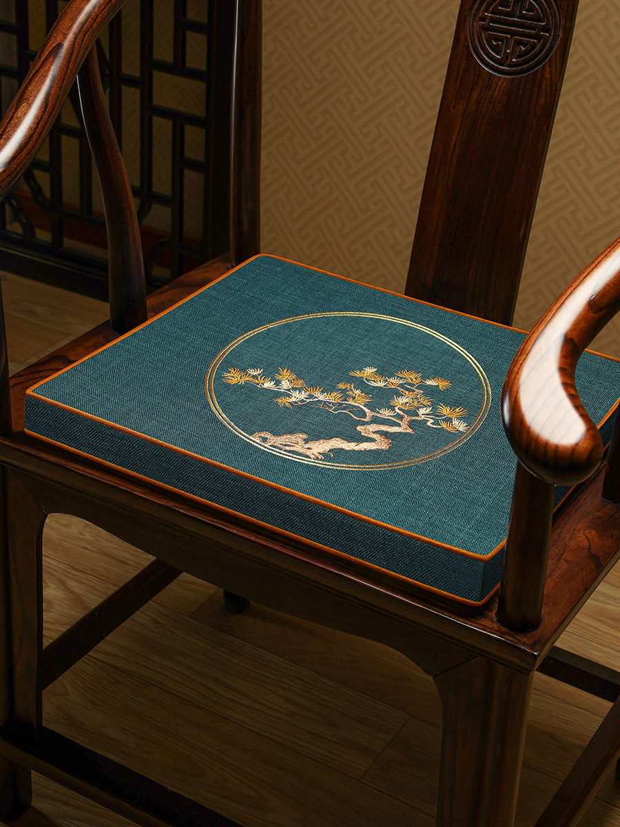 新中式布藝椅墊加厚沙發墊木圈椅茶椅防滑坐墊