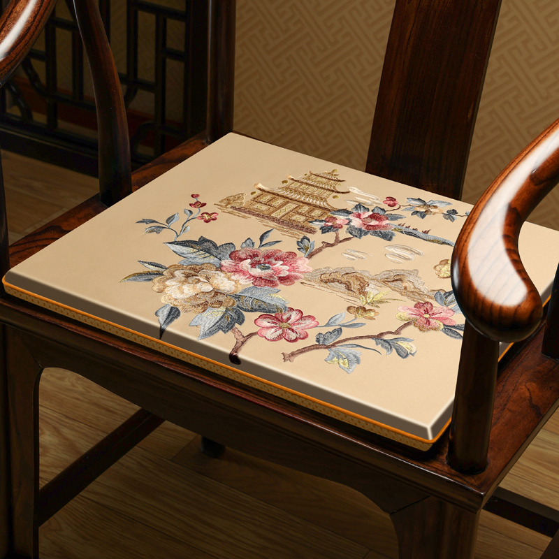 新古典風格布藝椅墊 紅木色太師椅沙發墊 餐桌椅墊防滑透氣