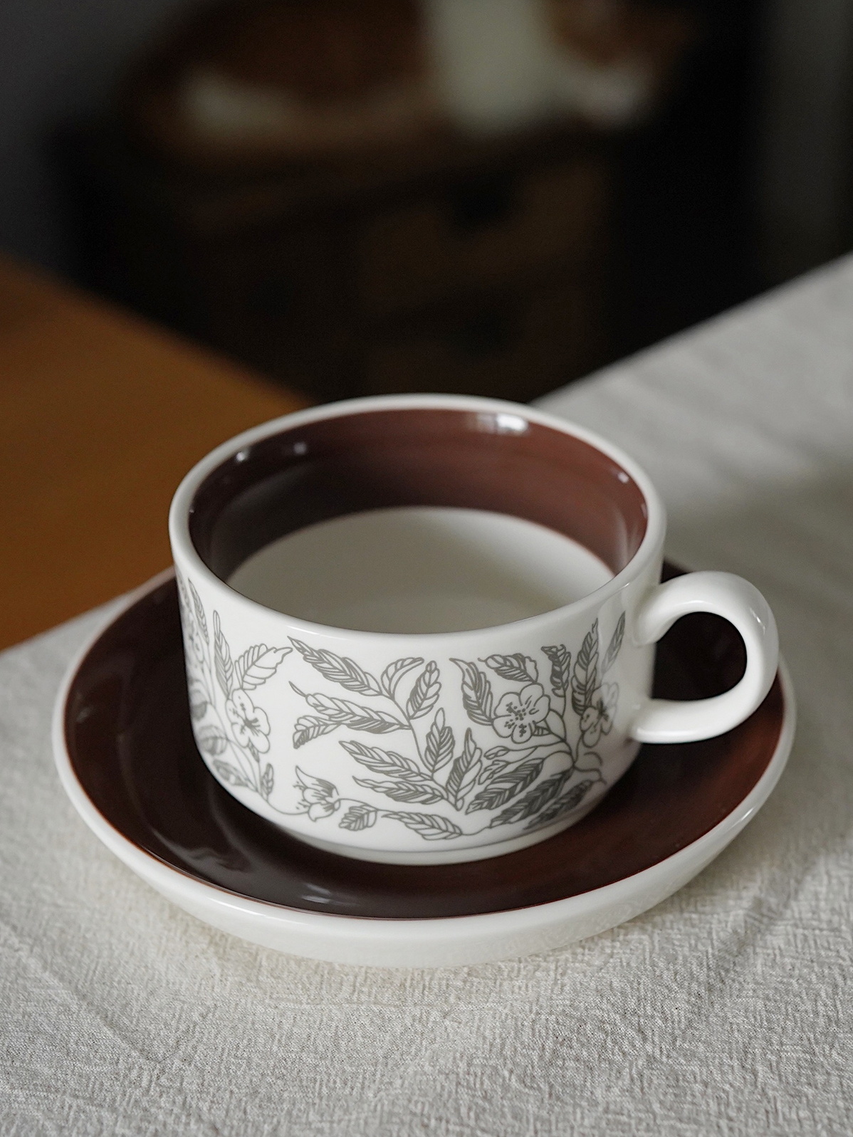 早安好時光 復古棕木槿陶瓷咖啡杯碟組 復刻法式下午茶杯碟 優雅品味生活