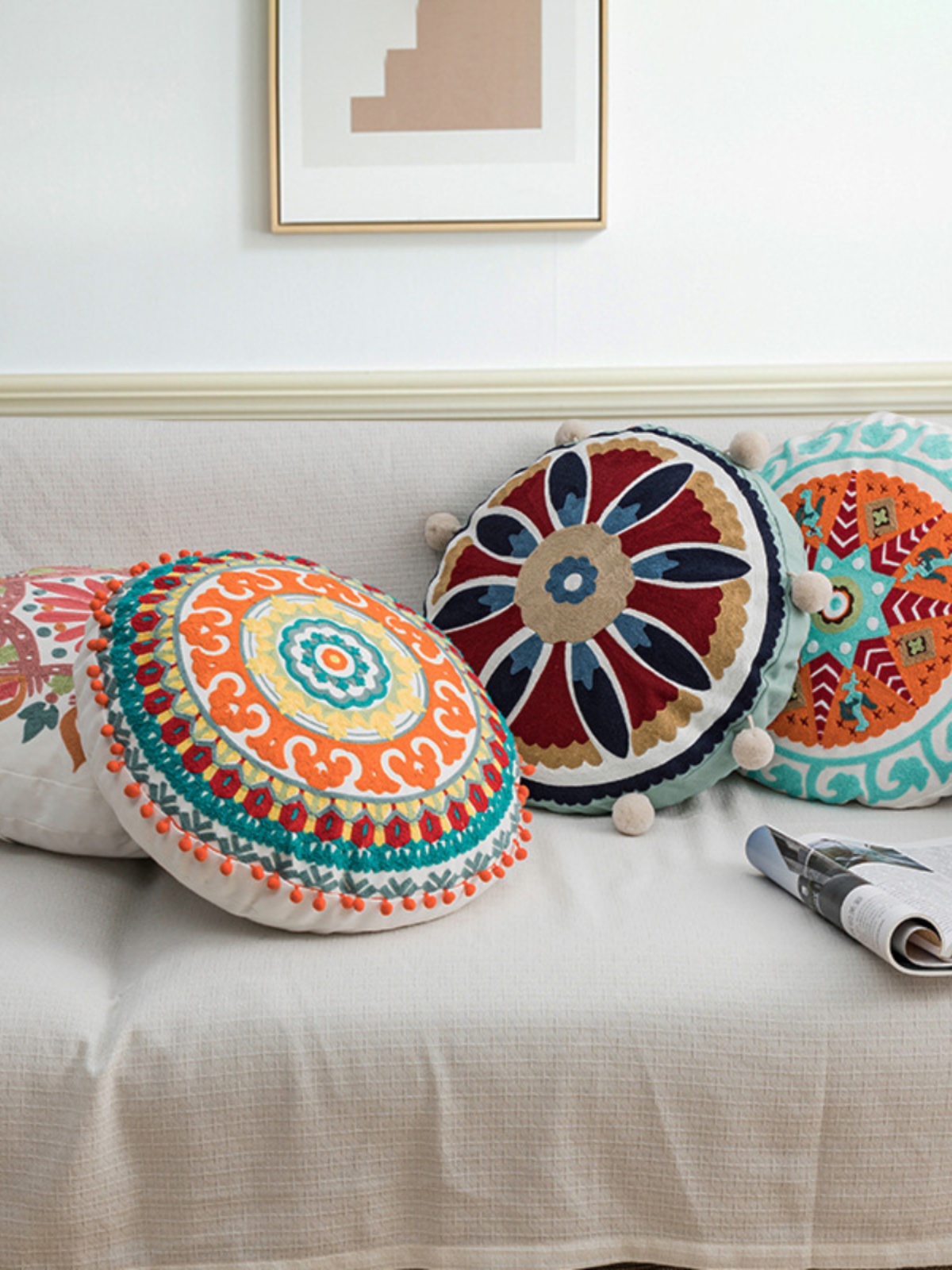 摩洛哥北歐民族風刺繡抱枕套沙發靠墊波西米亞裝飾靠墊 (5.8折)