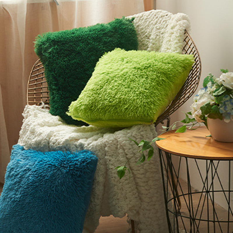 韓式長毛絨純色簡約靠墊抱枕客廳沙發臥室軟裝大靠包