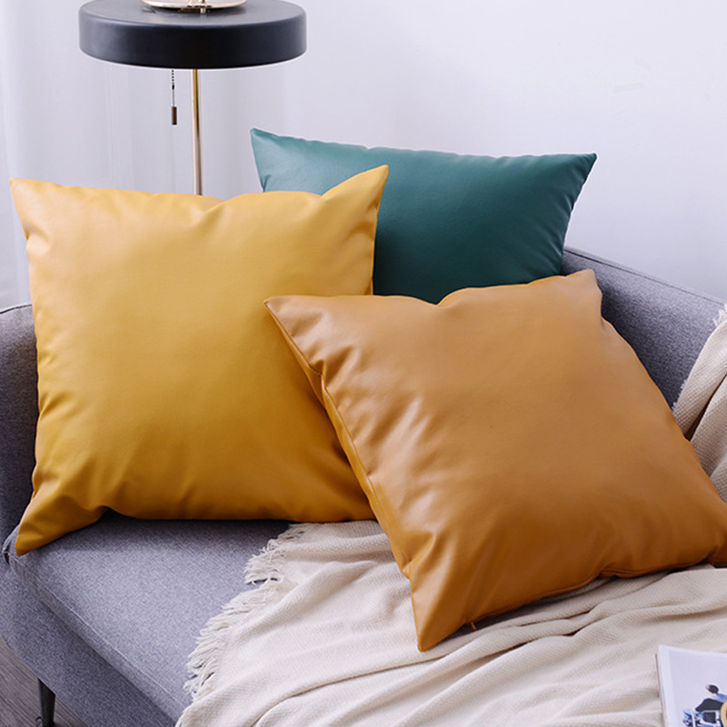 簡約北歐風格PU皮抱枕套 純色沙發民宿房間長方形軟裝 (8.3折)