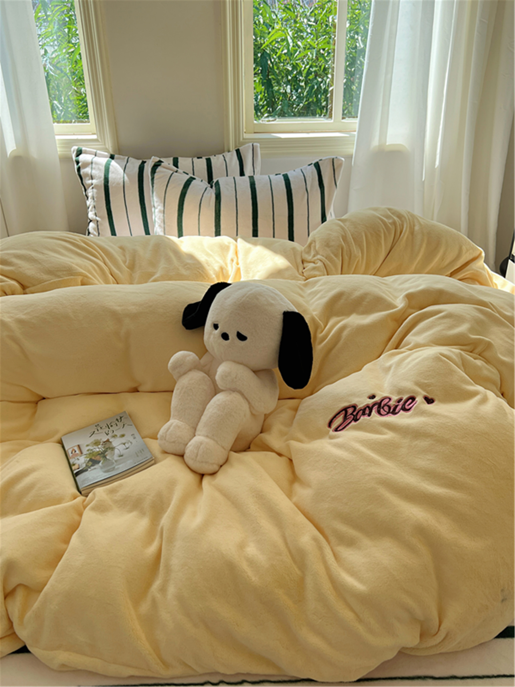 柔軟舒適花臉貓奶黃派簡約四件套床品溫暖你的睡眠