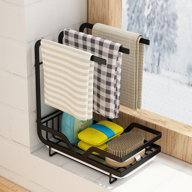 北歐風壁掛檯面雙用多功能收納架 洗碗布架毛巾瀝水架置物架