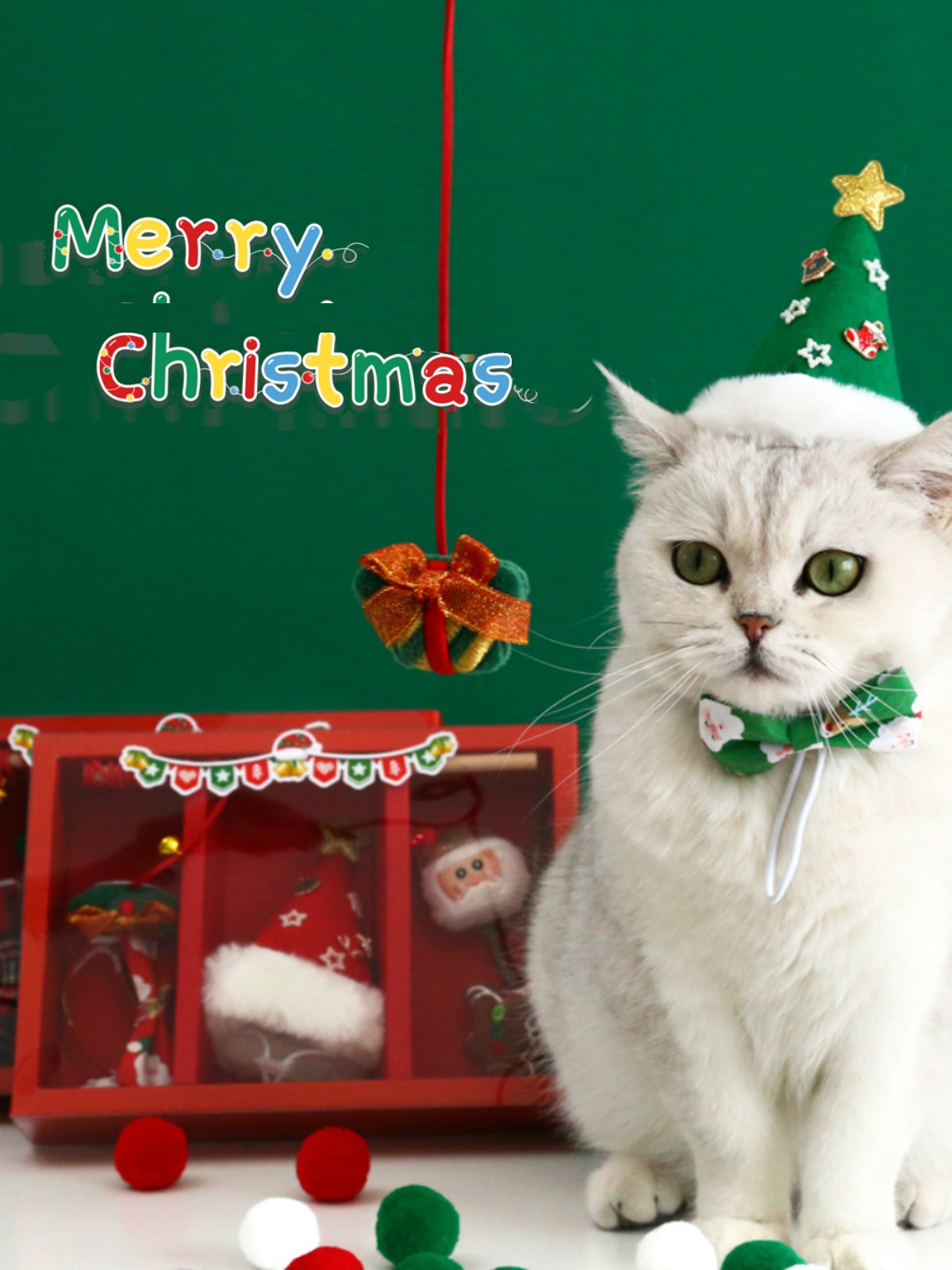 逗貓棒聖誕紅綠禮盒毛絨磨牙互動玩具
