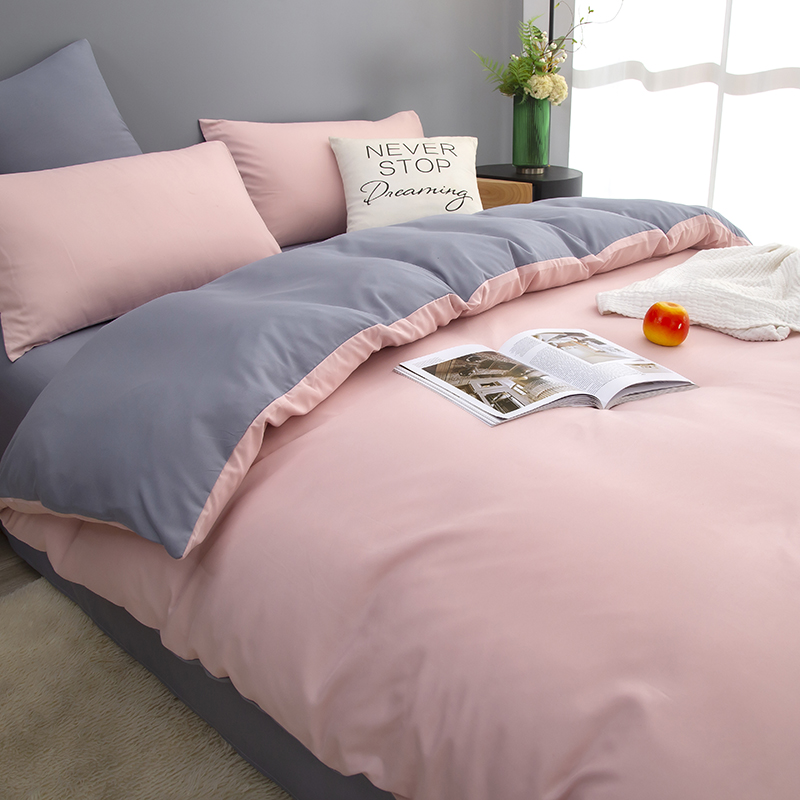 風格簡約的四件套全棉床上用品含床單床笠被套多種顏色任選適用宿舍或一般床型