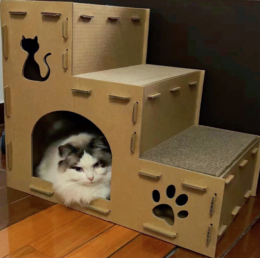 貓抓板貓窩貓屋耐抓耐磨不掉屑瓦楞別墅紙箱箱紙盒特大號貓咪玩具 (4.2折)