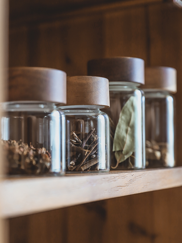 北歐風格小清新玻璃密封罐相思木蓋咖啡豆保存罐儲物罐