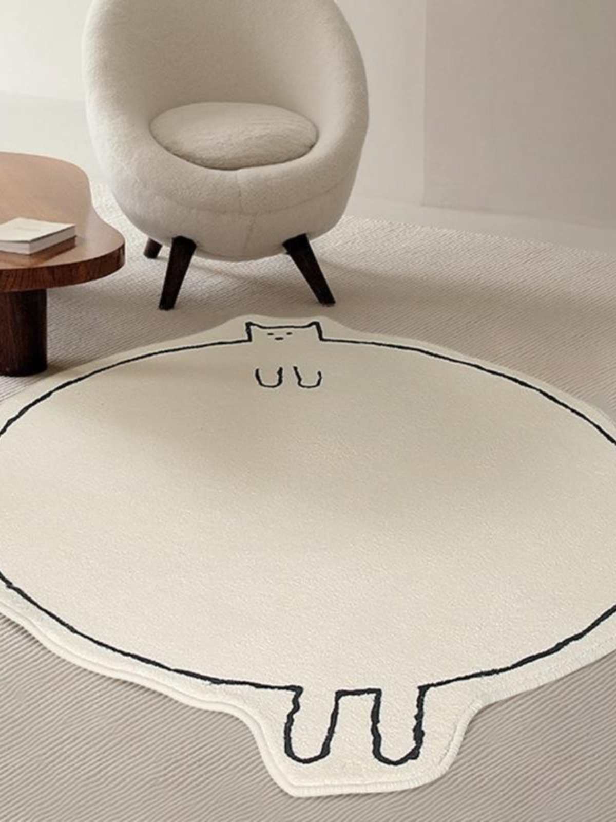 創意圓形地墊簡約風仿羊絨臥室床邊毯客廳茶几墊