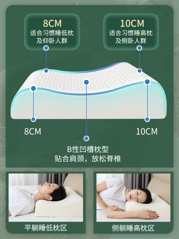 兒童孕婦通用 原裝進口泰國皇家乳膠枕 護頸椎 助睡眠 枕芯不變形 (4.2折)