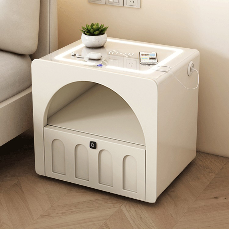 智能奶油風床頭櫃設計師法式高級兒童房儲物櫃現代簡約輕奢小型床