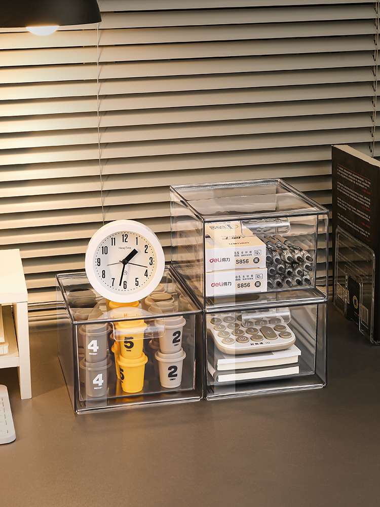 透明壓克力收納盒 抽屜式化妝品面膜整理辦公室雜物置物架