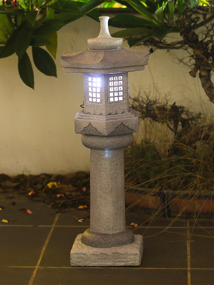 新中式風格彩繪合成樹脂庭院擺件仿古日式落地宮燈景觀燈