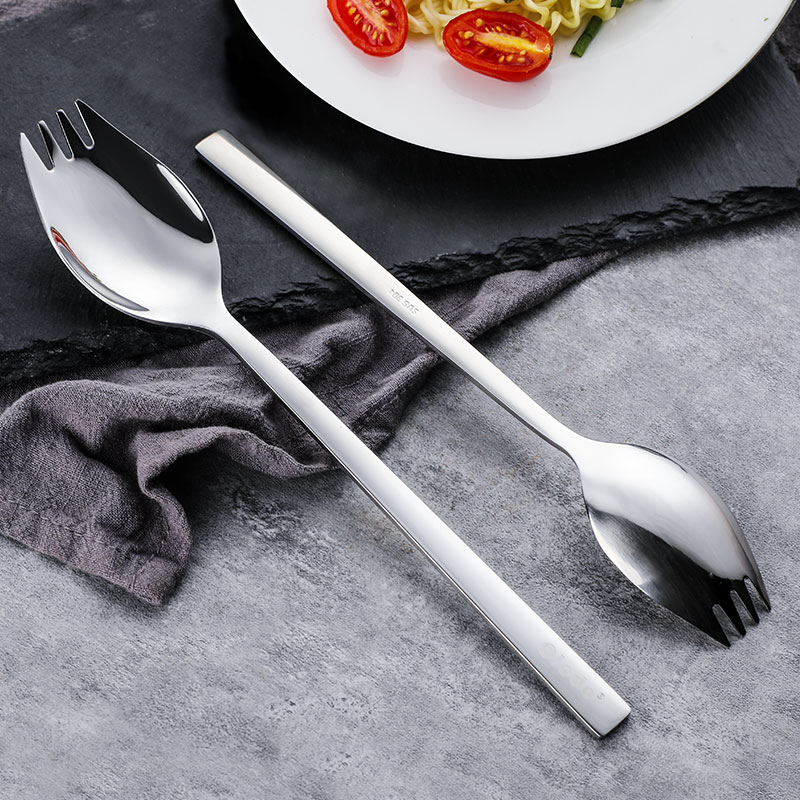 時尚韓版歐樂多叉勺一體勺 304不鏽鋼創意長柄沙拉叉餐具套裝