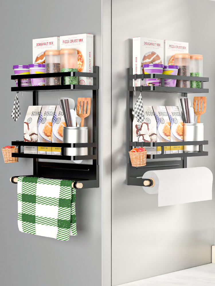 廚房收納好幫手 冰箱側面磁吸置物架 雙三層可選 簡約現代風