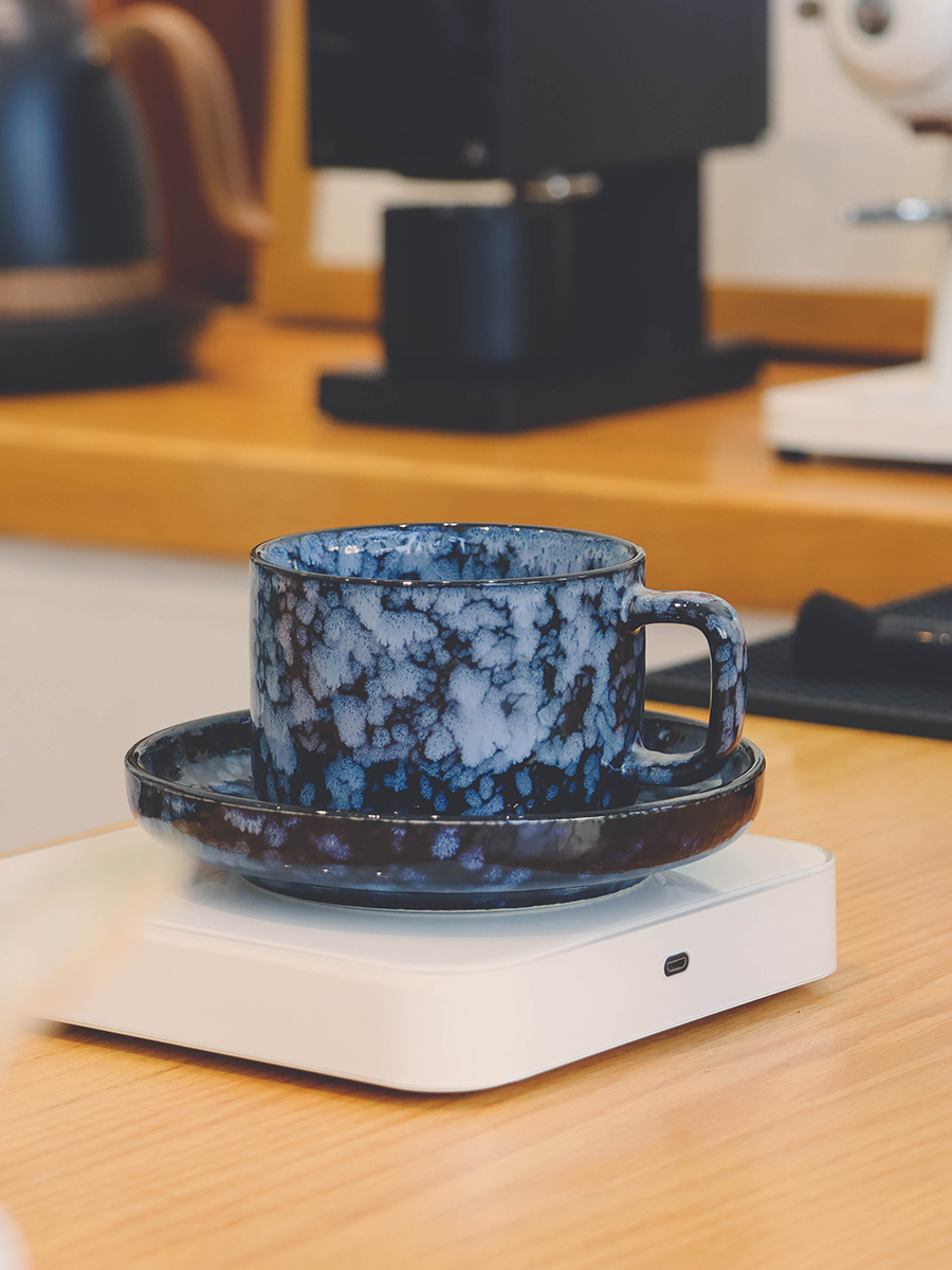 窯變藍色拿鐵咖啡杯 歐式復古設計感高檔精緻陶瓷杯碟