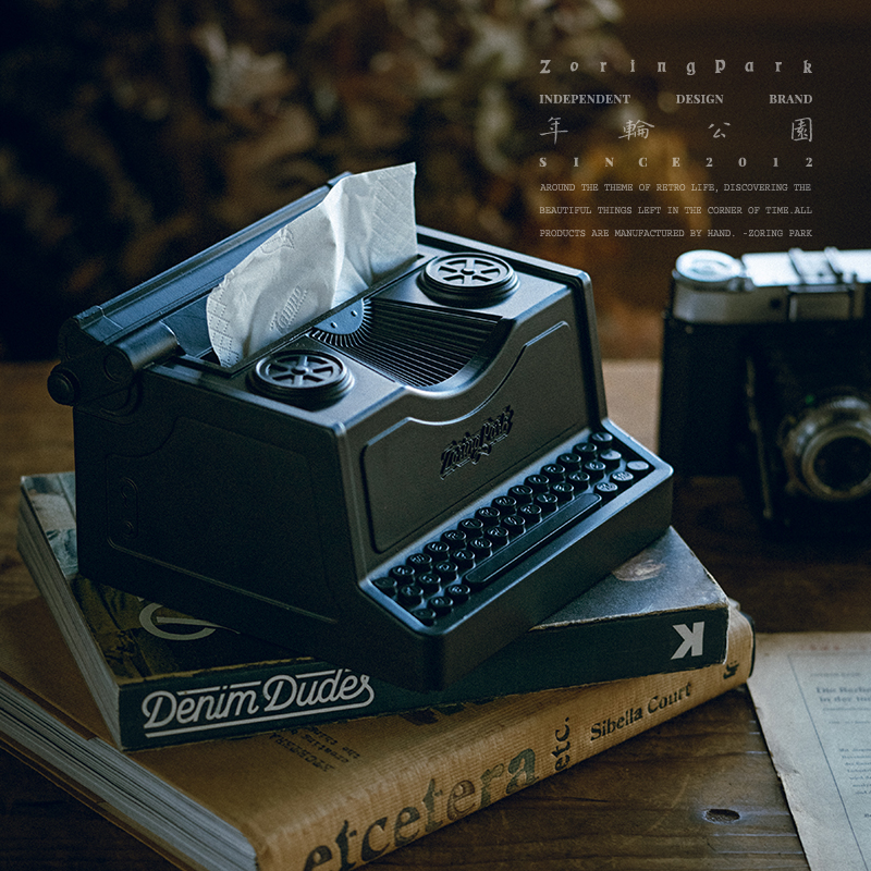 復古美式 打字機造型裝飾紙巾盒 創意擺件抽紙盒