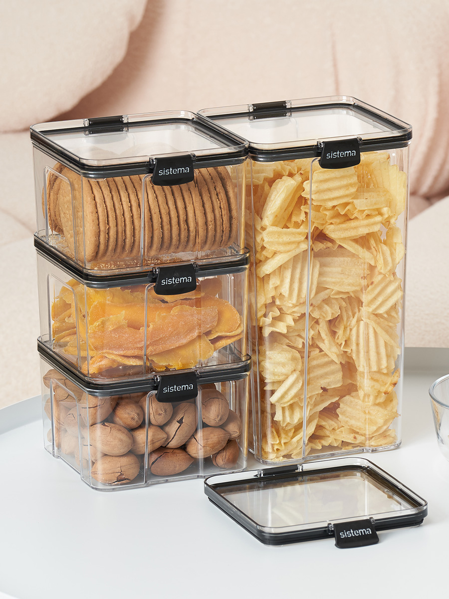 sistema 密封罐 塑料透明帶蓋 五穀雜糧乾貨食品收納盒 儲物罐
